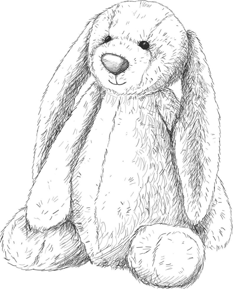 Vector hand drawn Cute soft bunny. clip art for baby cards, invitations, baby products advertising, post cards and posters.
