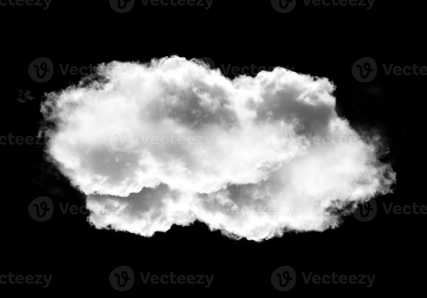 Realistic cloud shape isolated over black background photo