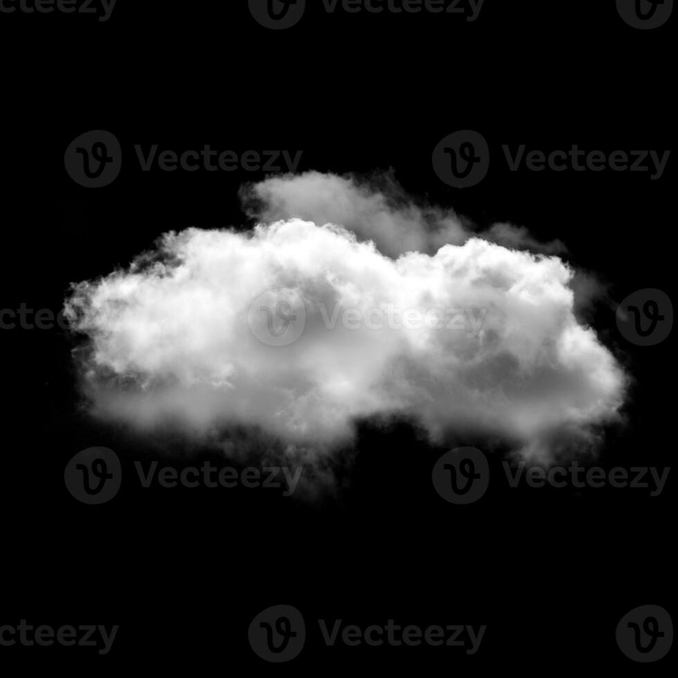 White fluffy cloud isolated over black background photo