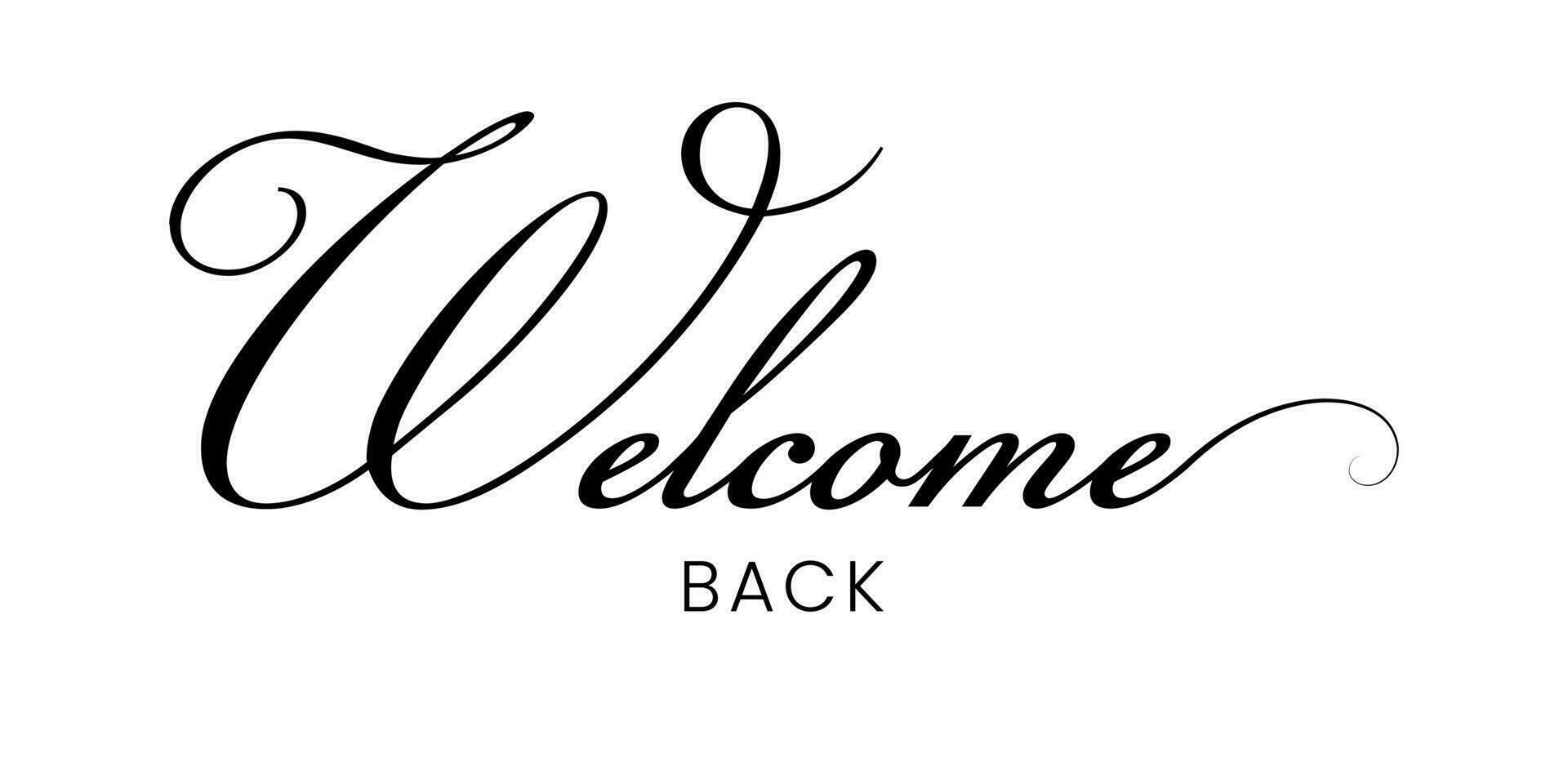 Welcome back sign. Modern calligraphic text for use in greeting card, banner template, postcard. Welcome back hand drawn lettering. vector