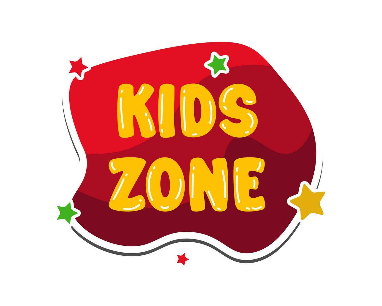 Kids zone label text sticker vector