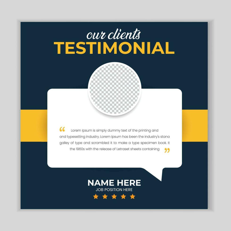 Client feedback social media post banner template. Customer feedback testimonial social media post web banner template. client testimonials social media post banner design. vector