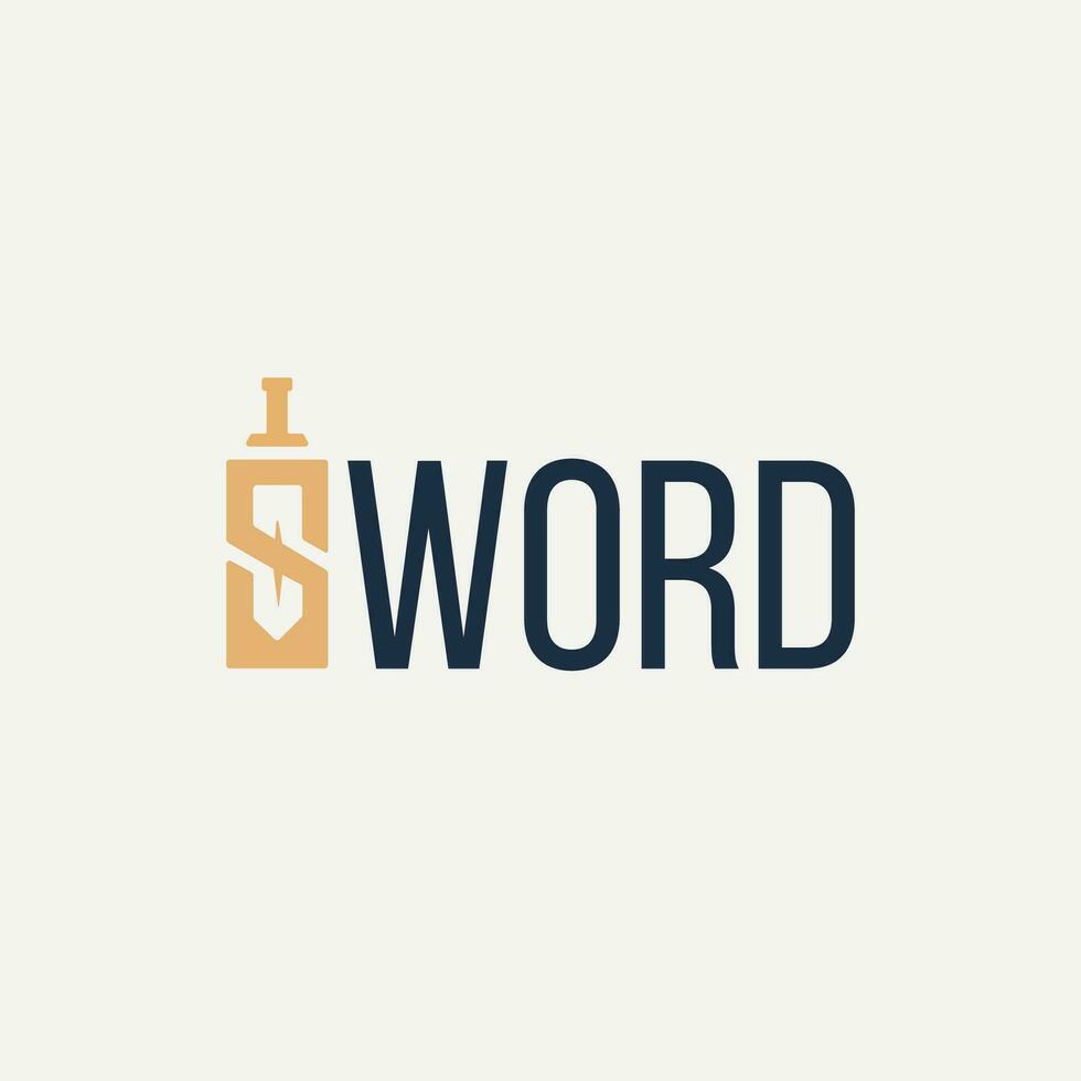 Vector sword minimal text logo design