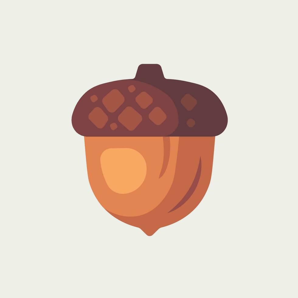 Vector acorn oak nut flat style vector illustration