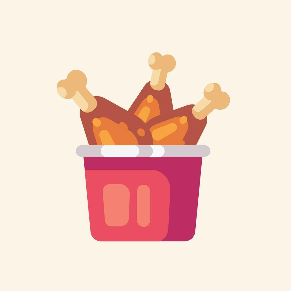 Vector fried chicken with chicken legs and chicken wings premium vector illustration