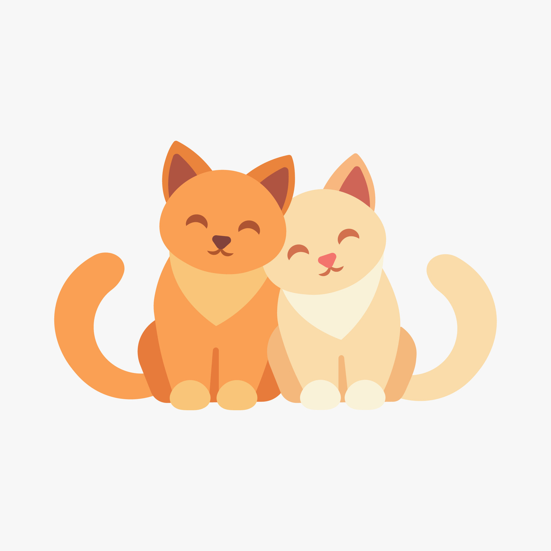 two cats facing each other vector illustration on white background