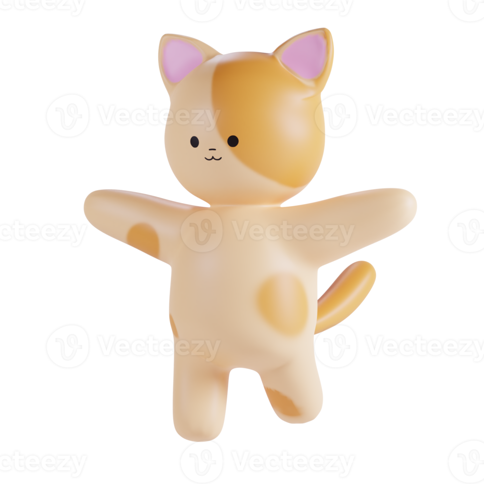 Cute Cat 3D Render Illustration png