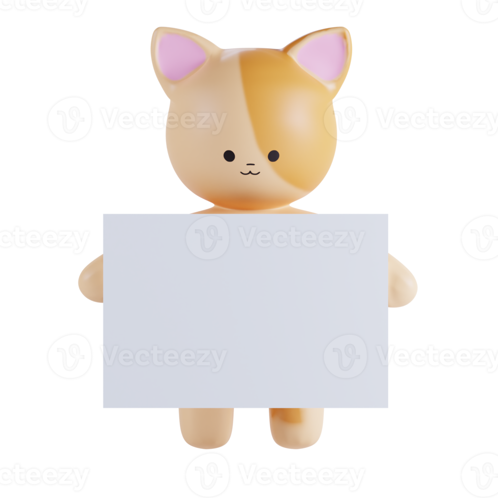 Cute Cat 3D Render Illustration png