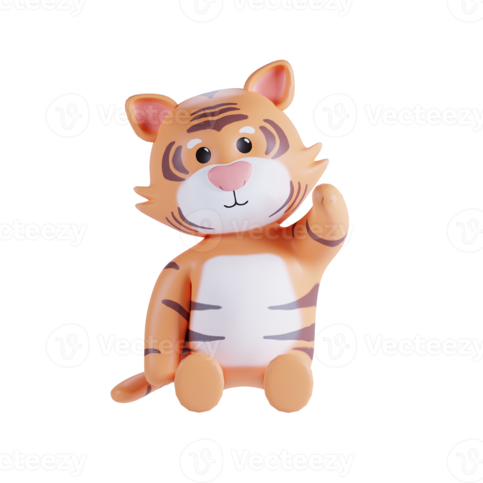 mignonne tigre 3d rendre illustration png