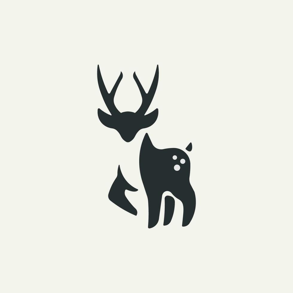 Vector deer minimal text logo design