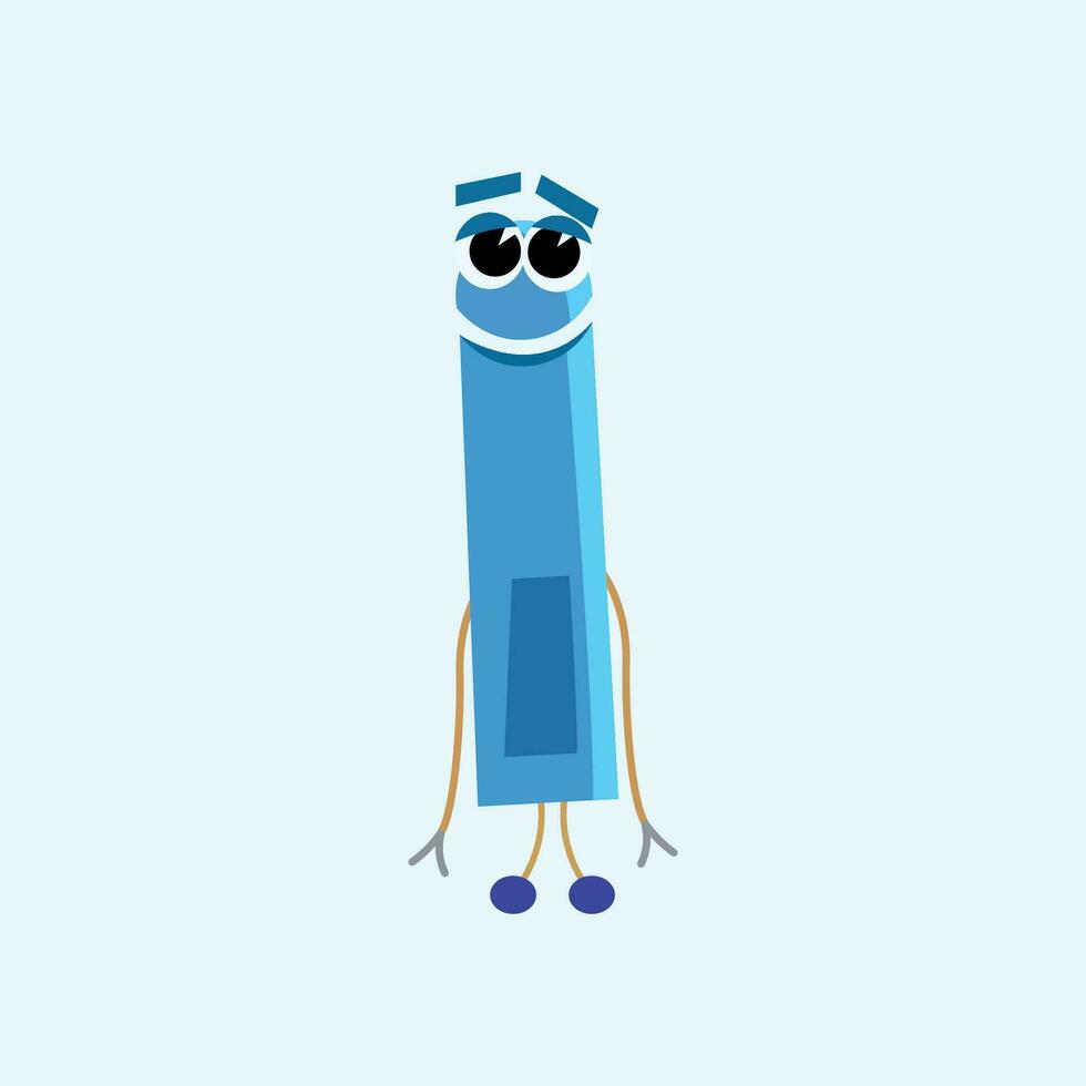 Vector blue doodle flat trendy cartoon element collection