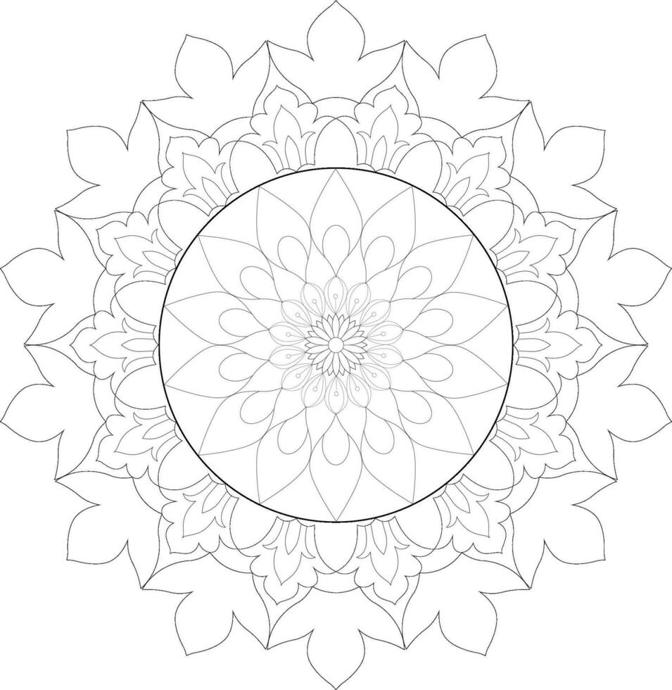 Unique complex mandala coloring book page design vector