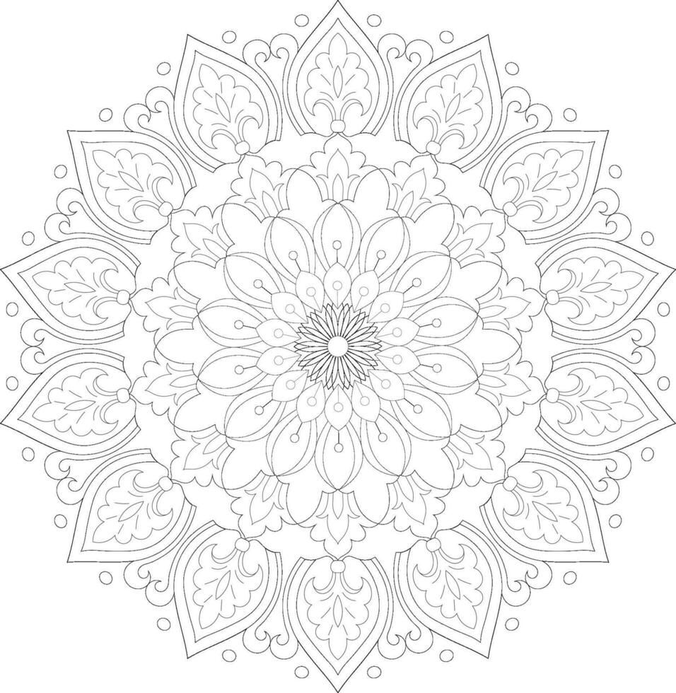 Unique complex mandala coloring book page design vector