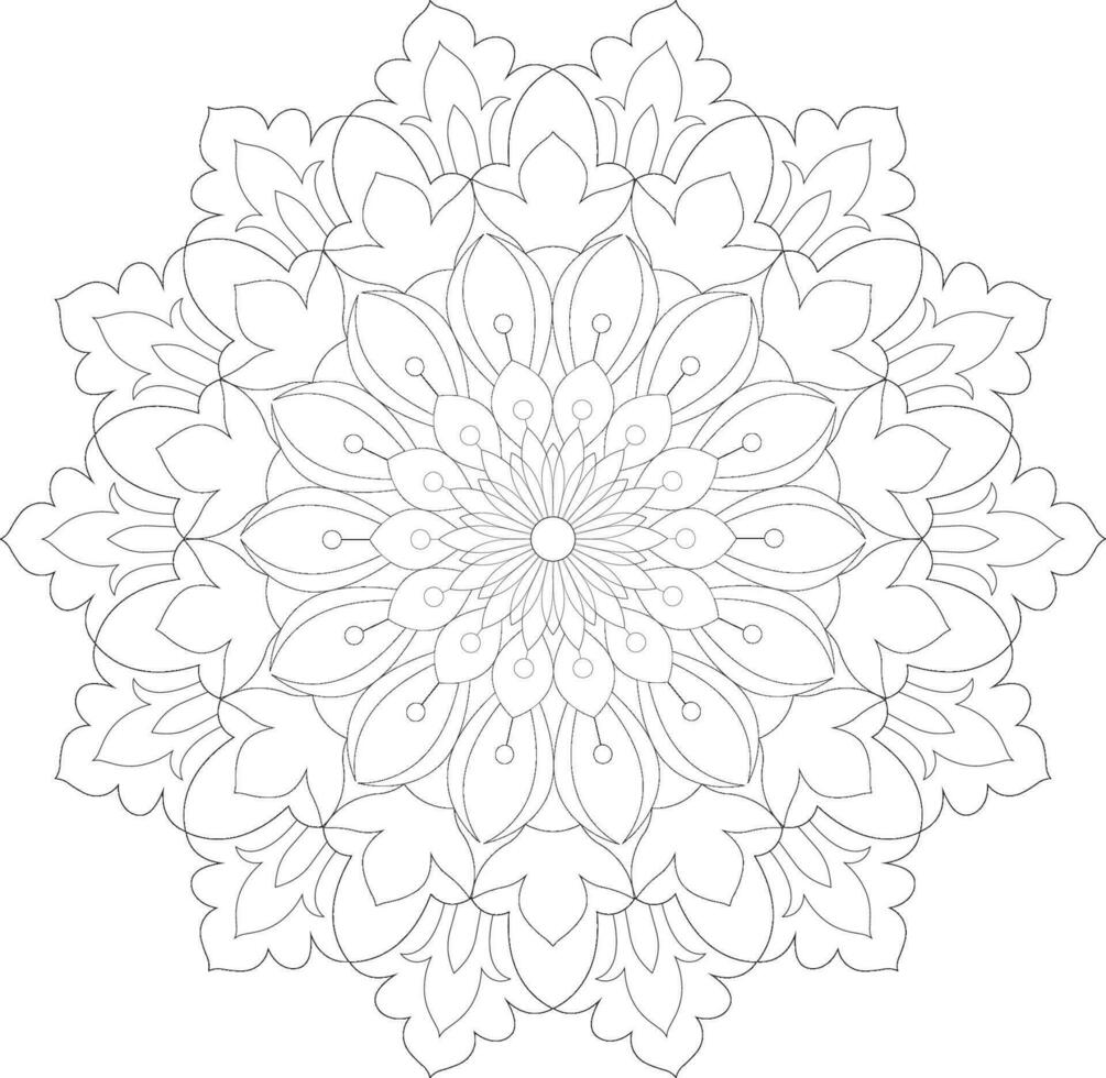 Unique complex mandala coloring book page design vector
