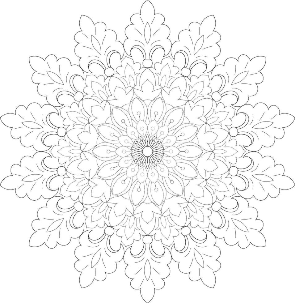 Unique complex mandala coloring book page design vector
