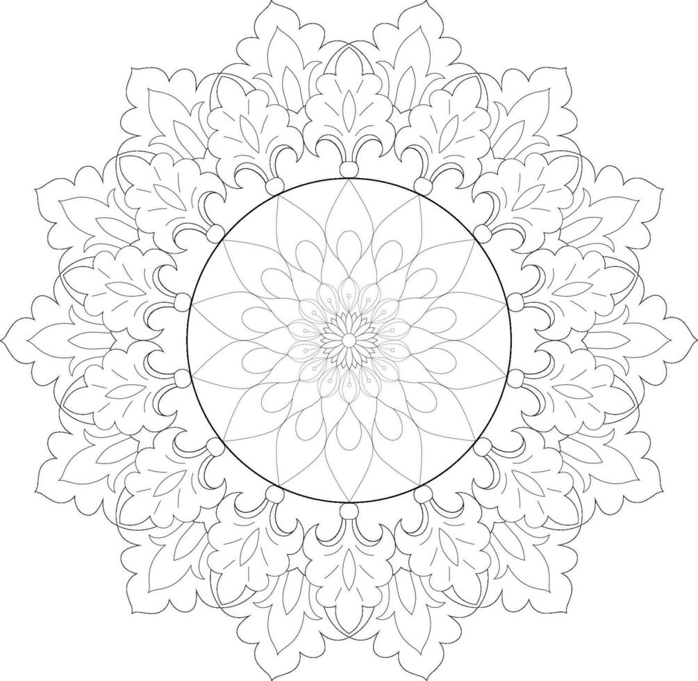 Unique complex mandala coloring book page design vector