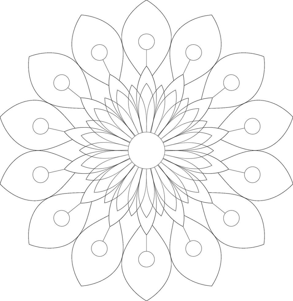 Unique complex mandala coloring book page design vector