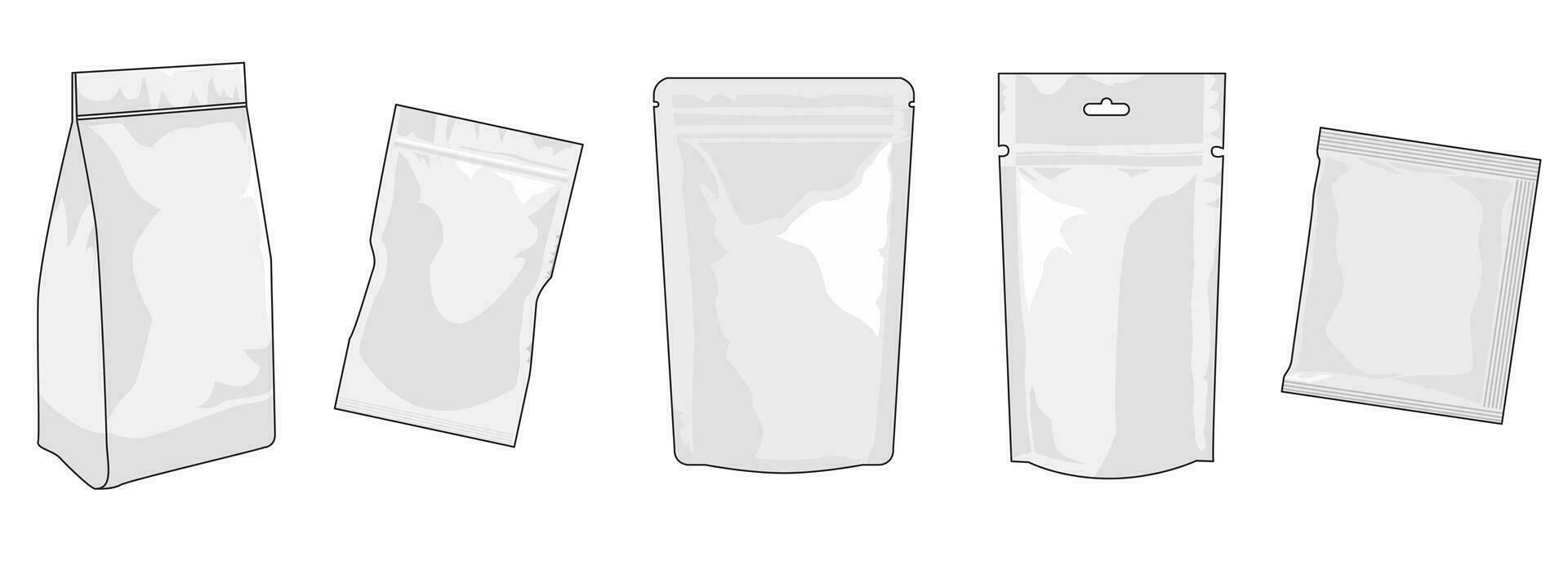 Pouch Packing Outline Vector illustration