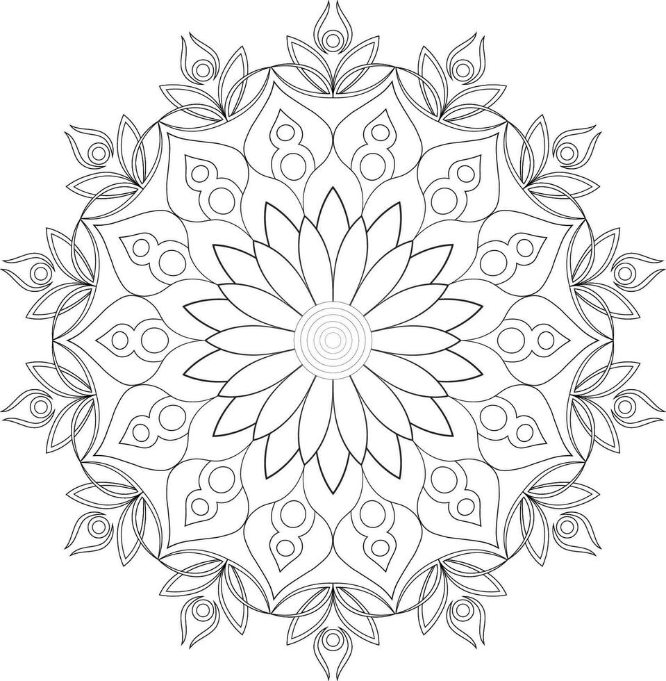 Unique complex mandala coloring book page design vector