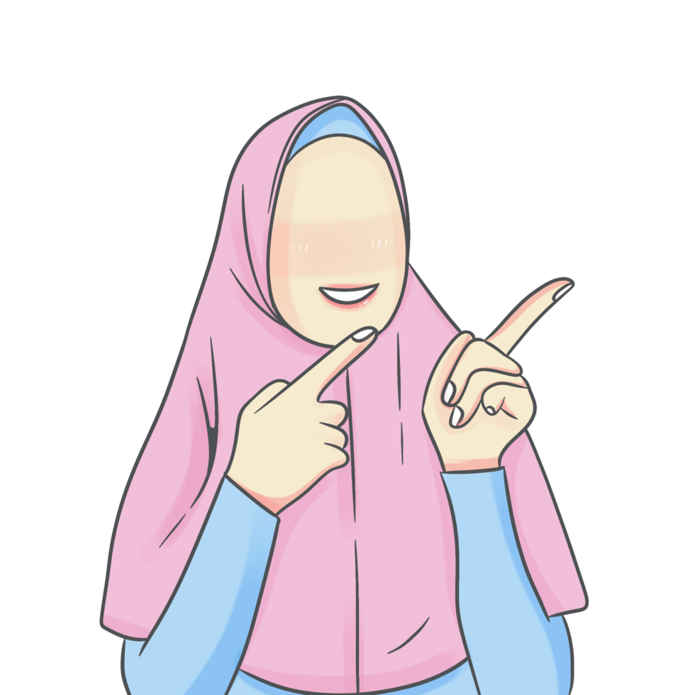 hijab femme dans différent pose png