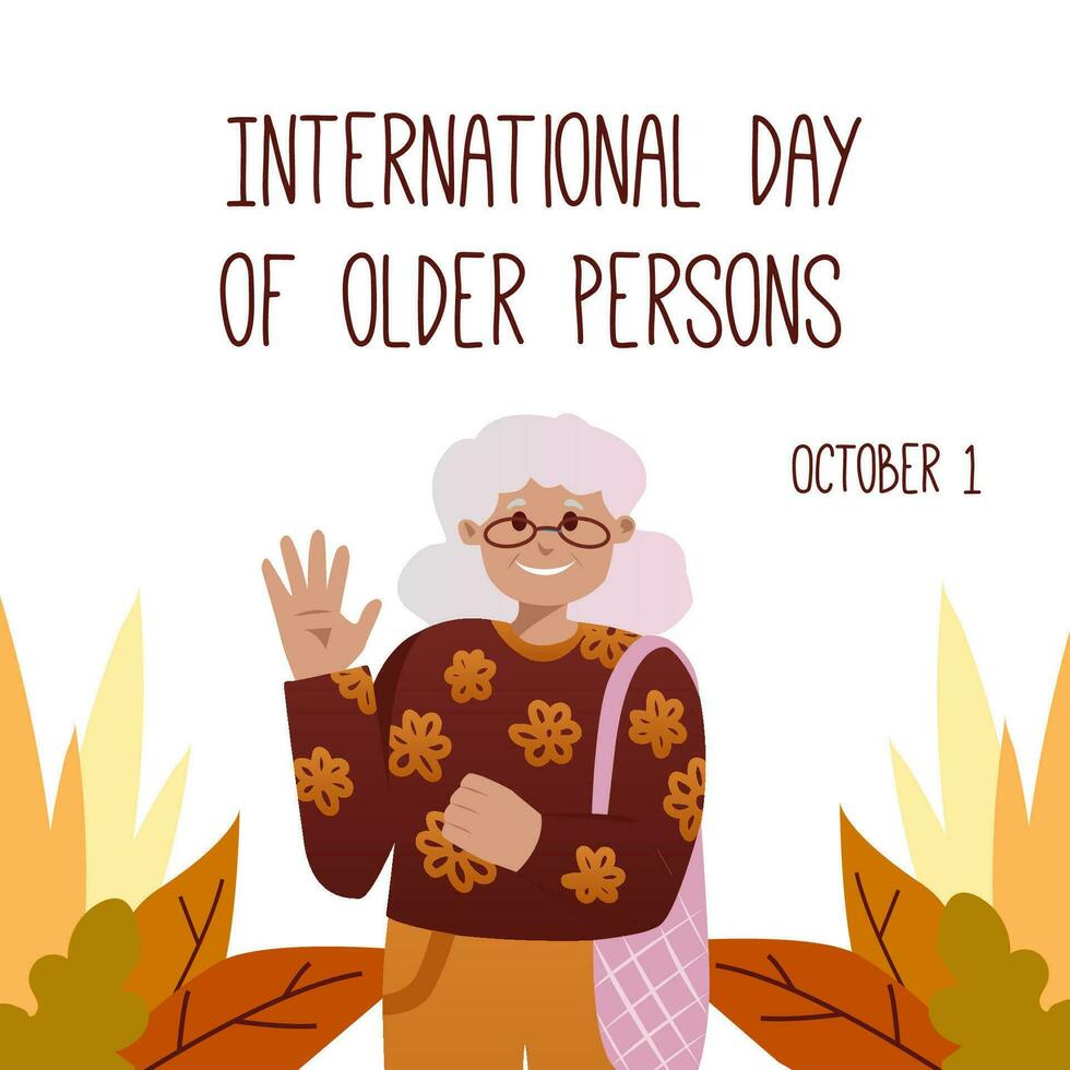 International older persons day, held on 1 October. vector illustration. Can be used to create promotional materials, social media posts, and awareness campaigns for International Older Persons Day