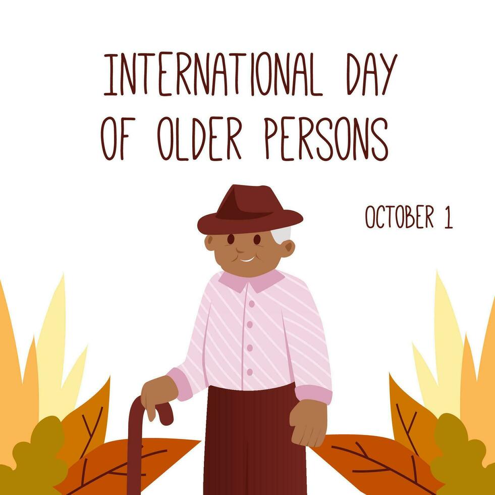 International older persons day, held on 1 October. vector illustration. Can be used to create promotional materials, social media posts, and awareness campaigns for International Older Persons Day