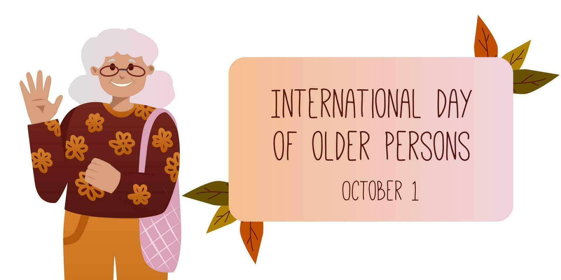 International older persons day, held on 1 October. vector illustration. Can be used to create promotional materials, social media posts, and awareness campaigns for International Older Persons Day