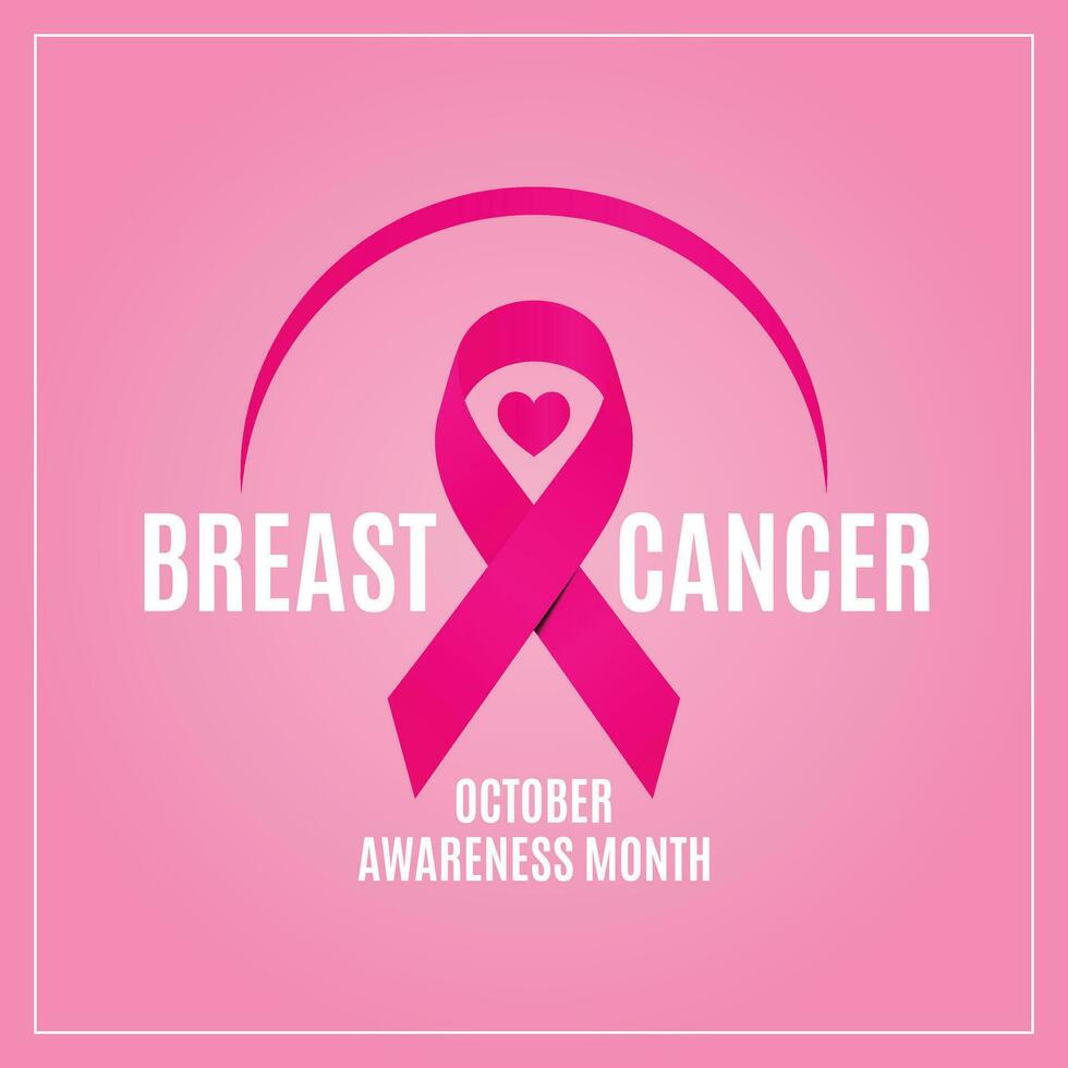 Breast cancer awareness month vector illustration. Pink gradient ribbon illustration