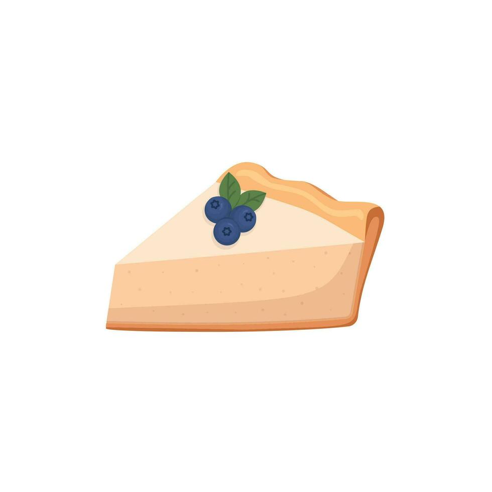 tarta de queso con arándanos, vector ilustración aislado en blanco antecedentes