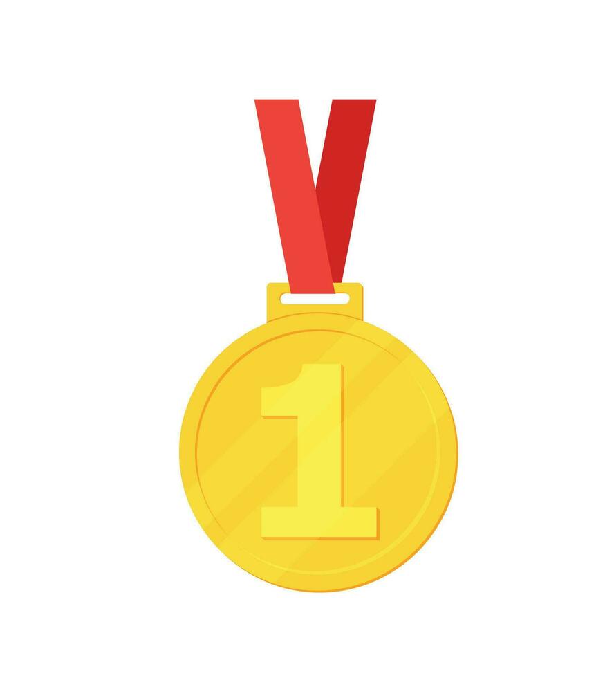 Gold, medals with ribbon flat vector icons for sports apps and websites