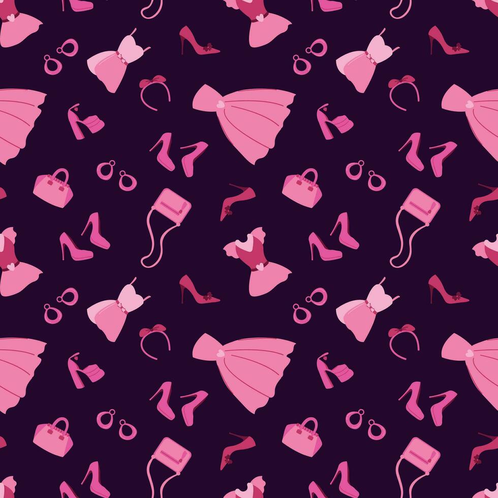 rosado muñeca sin costura modelo. diseño para tela, textil, fondo de pantalla, embalaje. vector