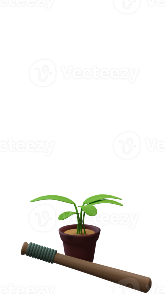 a plant and a toothbrush on a transparent background png