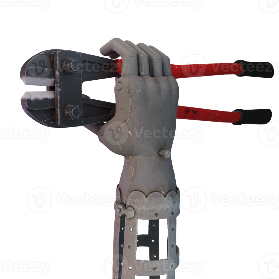 a robot hand holding a wrench on a transparent background png