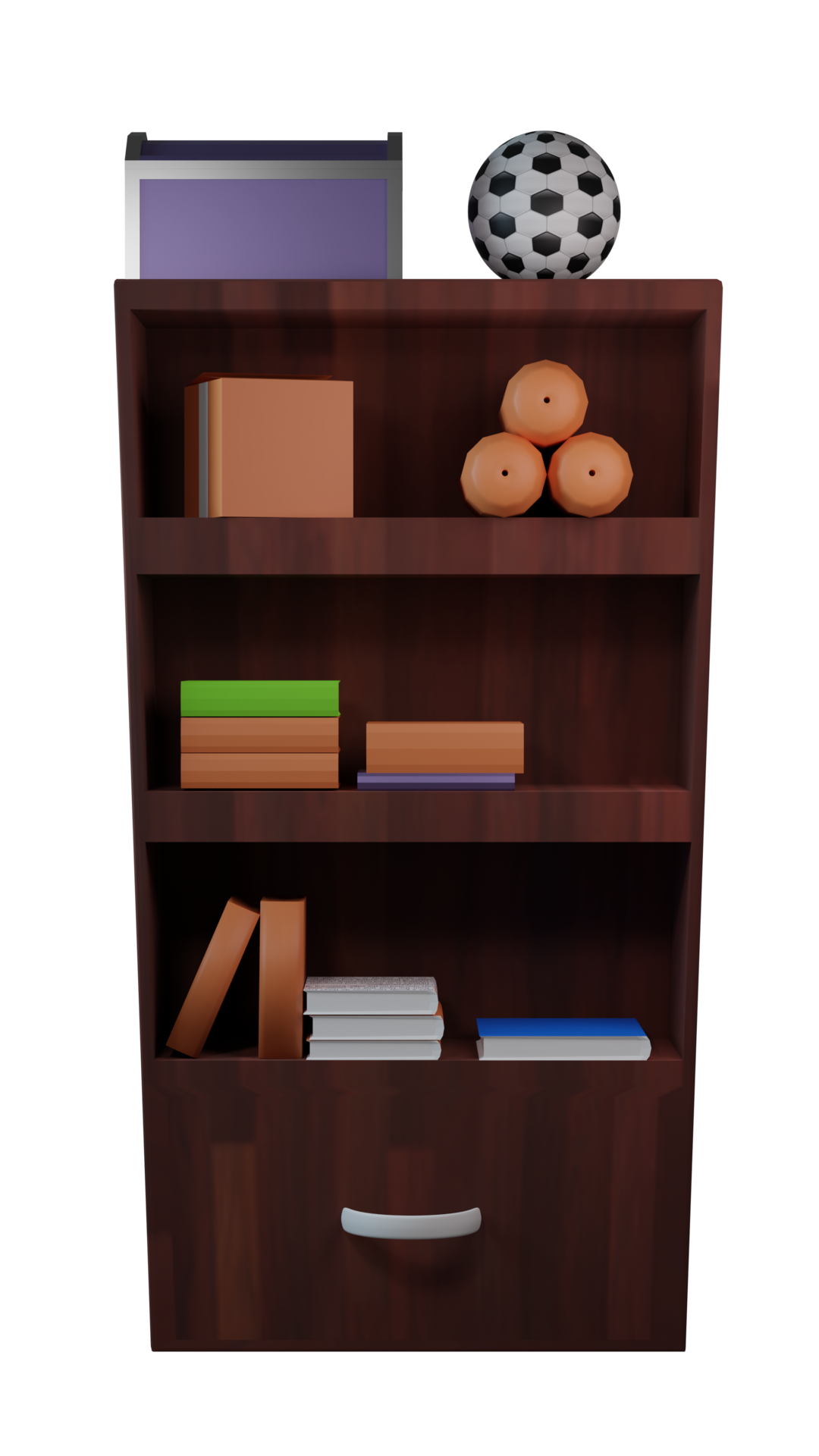 a book shelf with books and other items 27387672 PNG