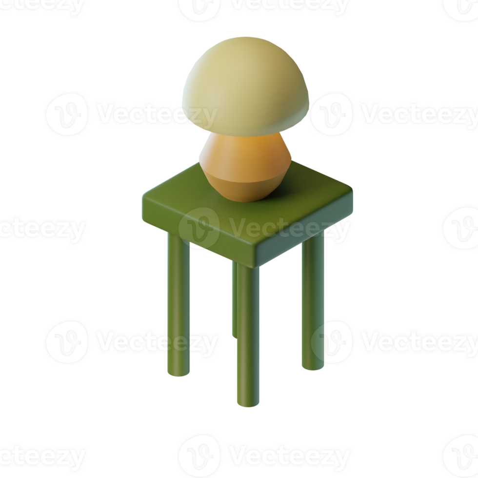 a mushroom on a green table with a light on top png