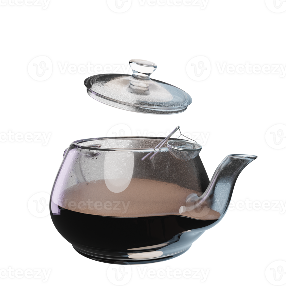a glass teapot with a lid on it png