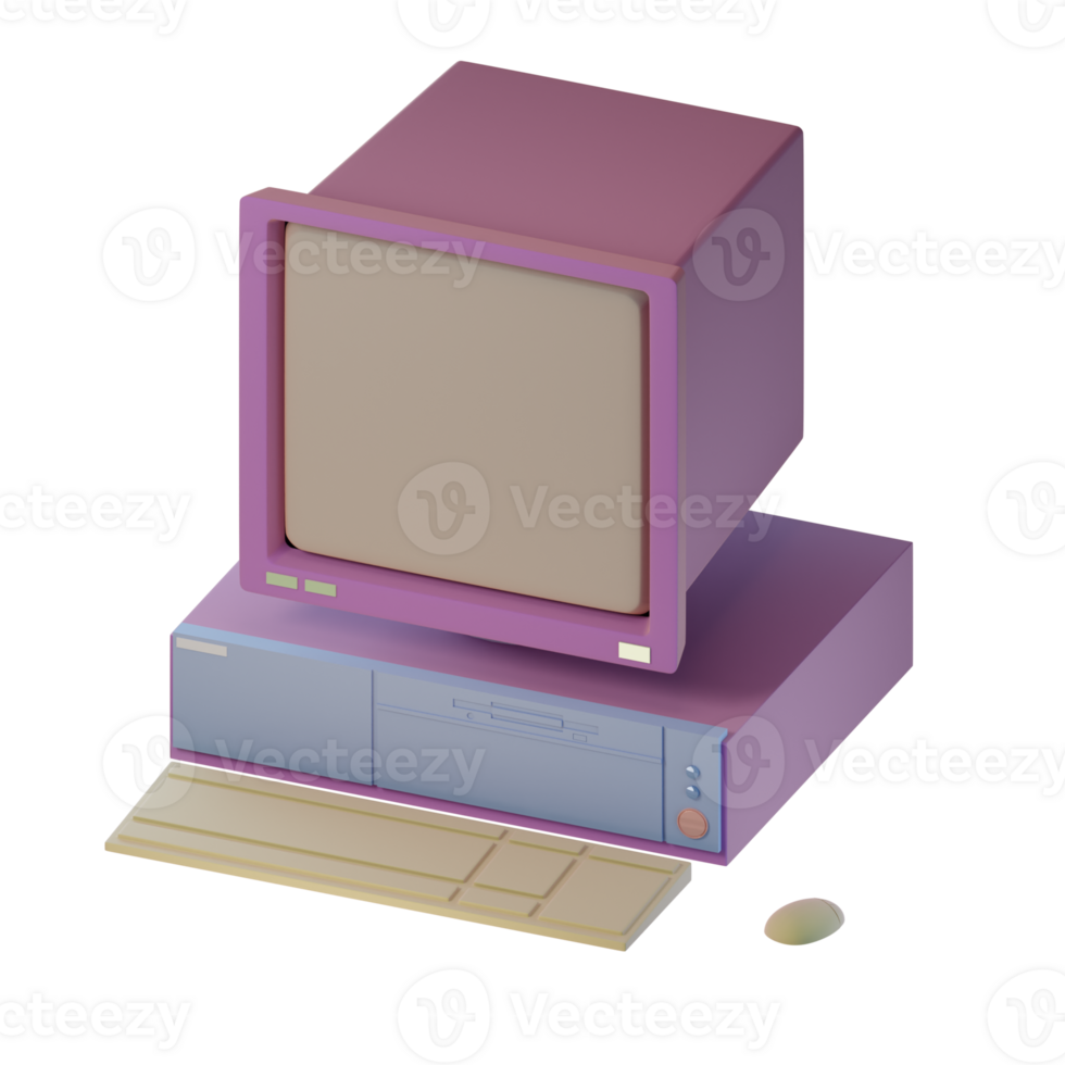 a computer with a purple screen and keyboard png
