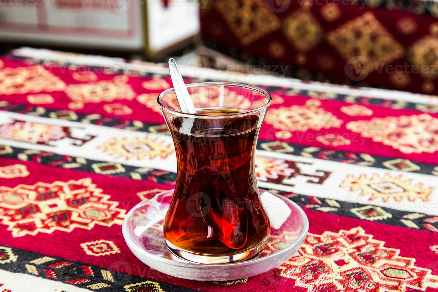 Turkish tea close-up top view photo