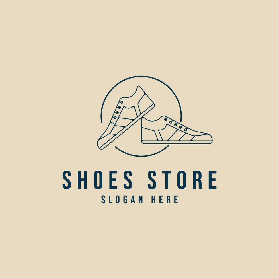 shoe store line art logo  minimalist with emblem vector illustration design