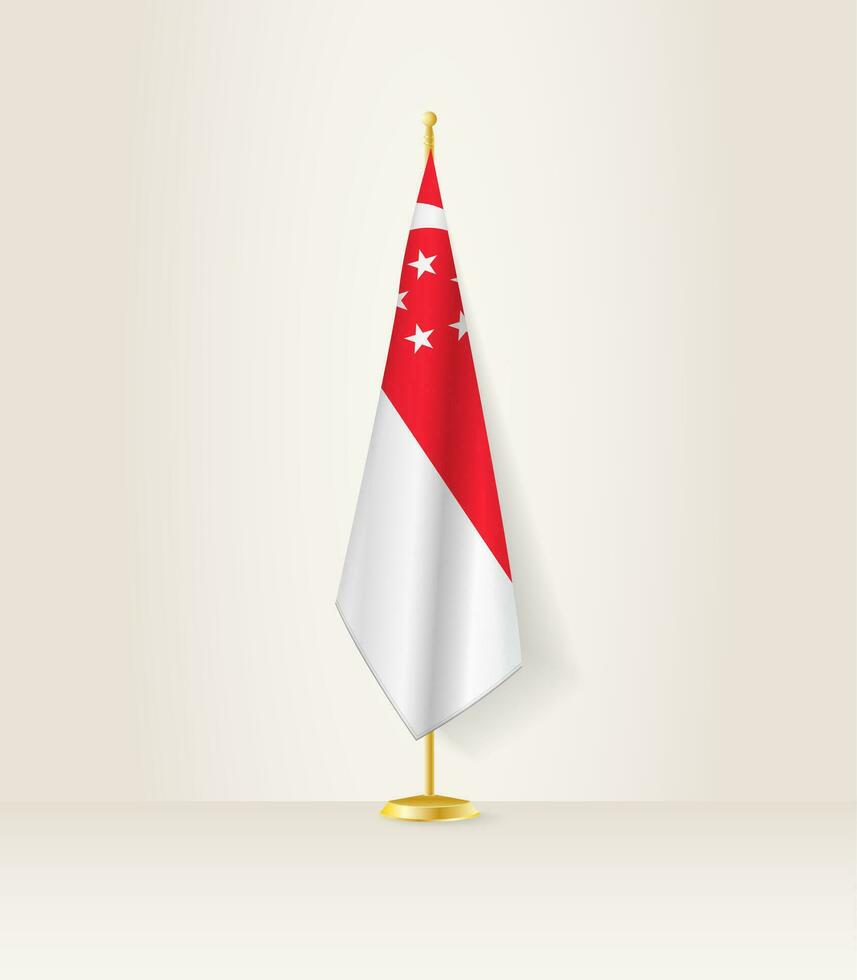 Singapore flag on a flag stand. vector