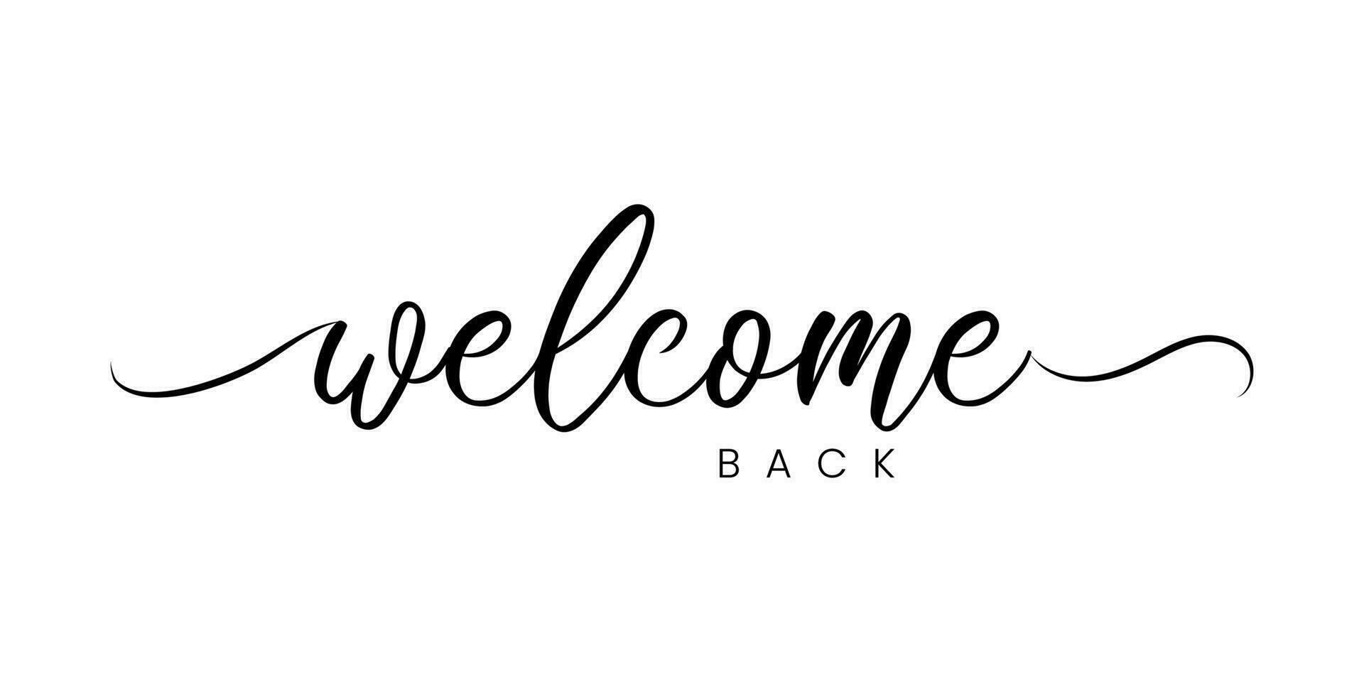 Welcome back sign. Modern calligraphic text for use in greeting card, banner template, postcard. Welcome back hand drawn lettering. vector