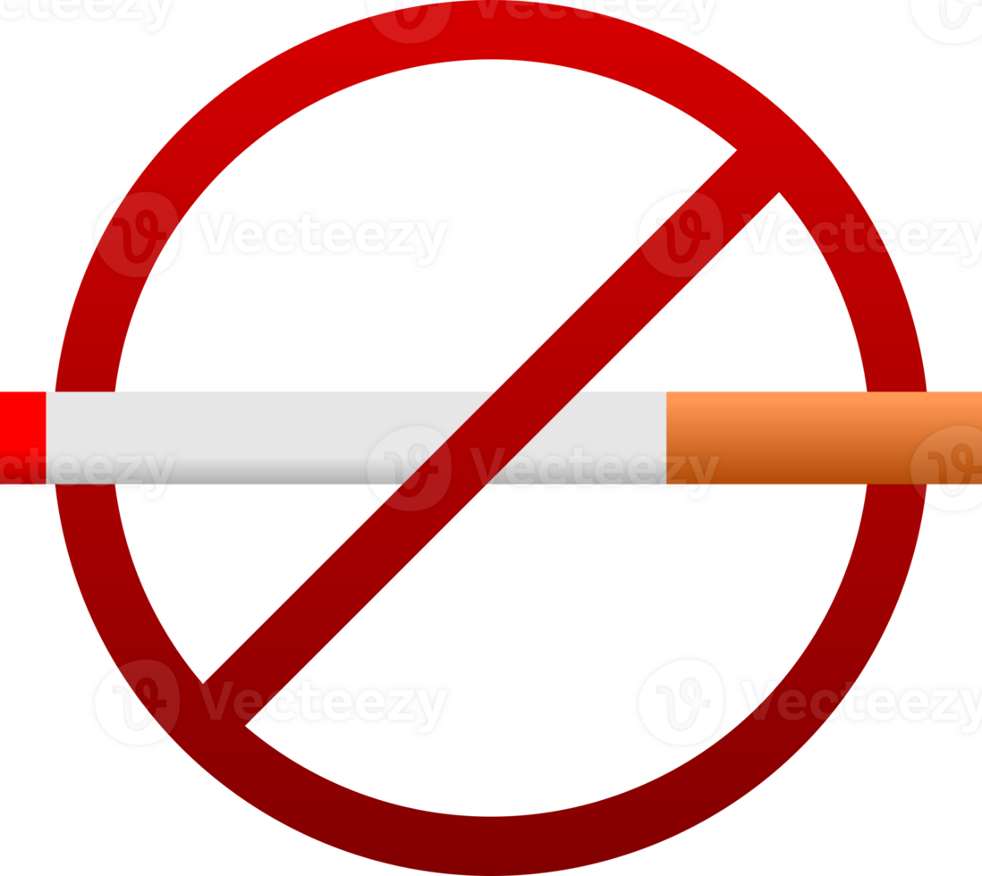 Cigarette stop quit smoking in red prohibition sign png