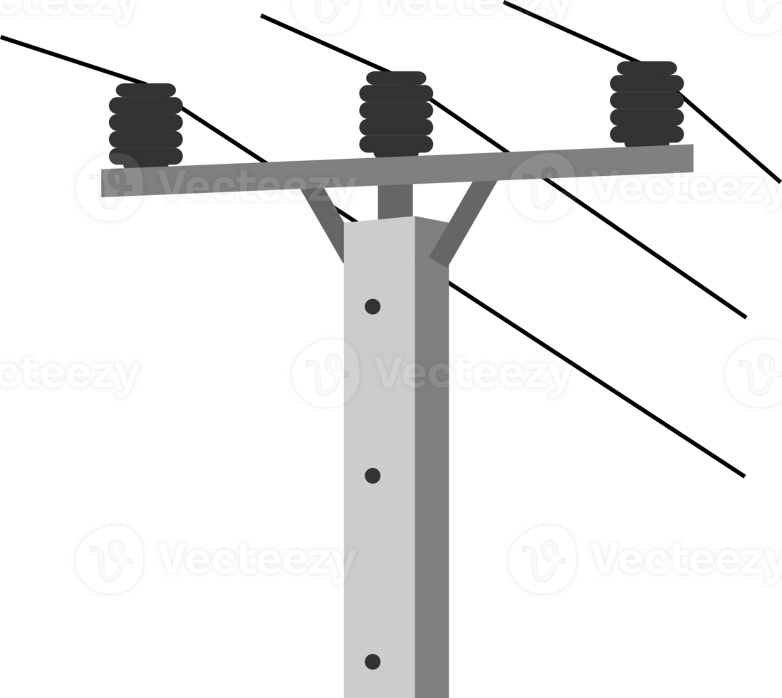 high voltage power electric pole with wire transmit electricity png