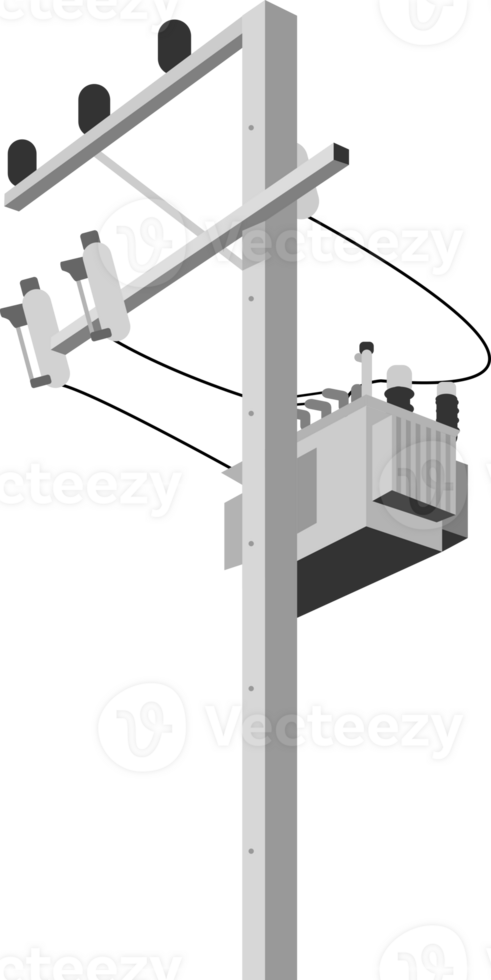 Electric pole with transformer png