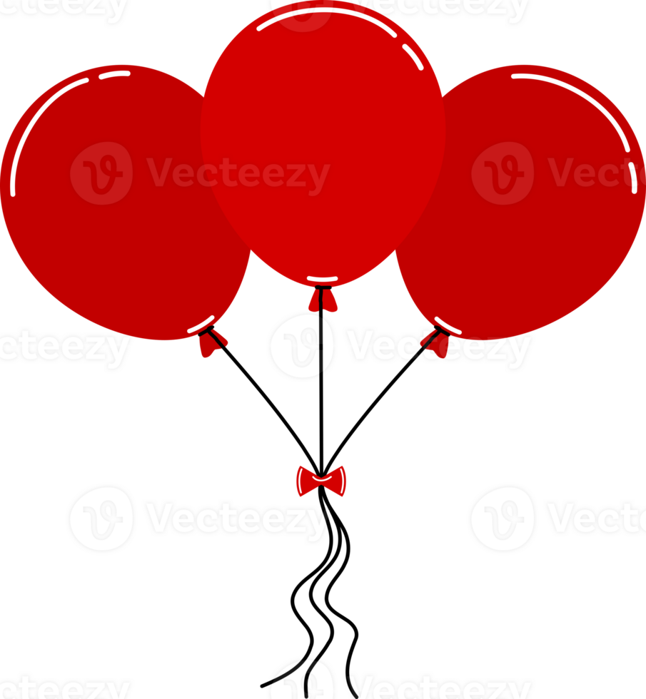 Red balloons with ribbon flying celebration and party 27388315 PNG