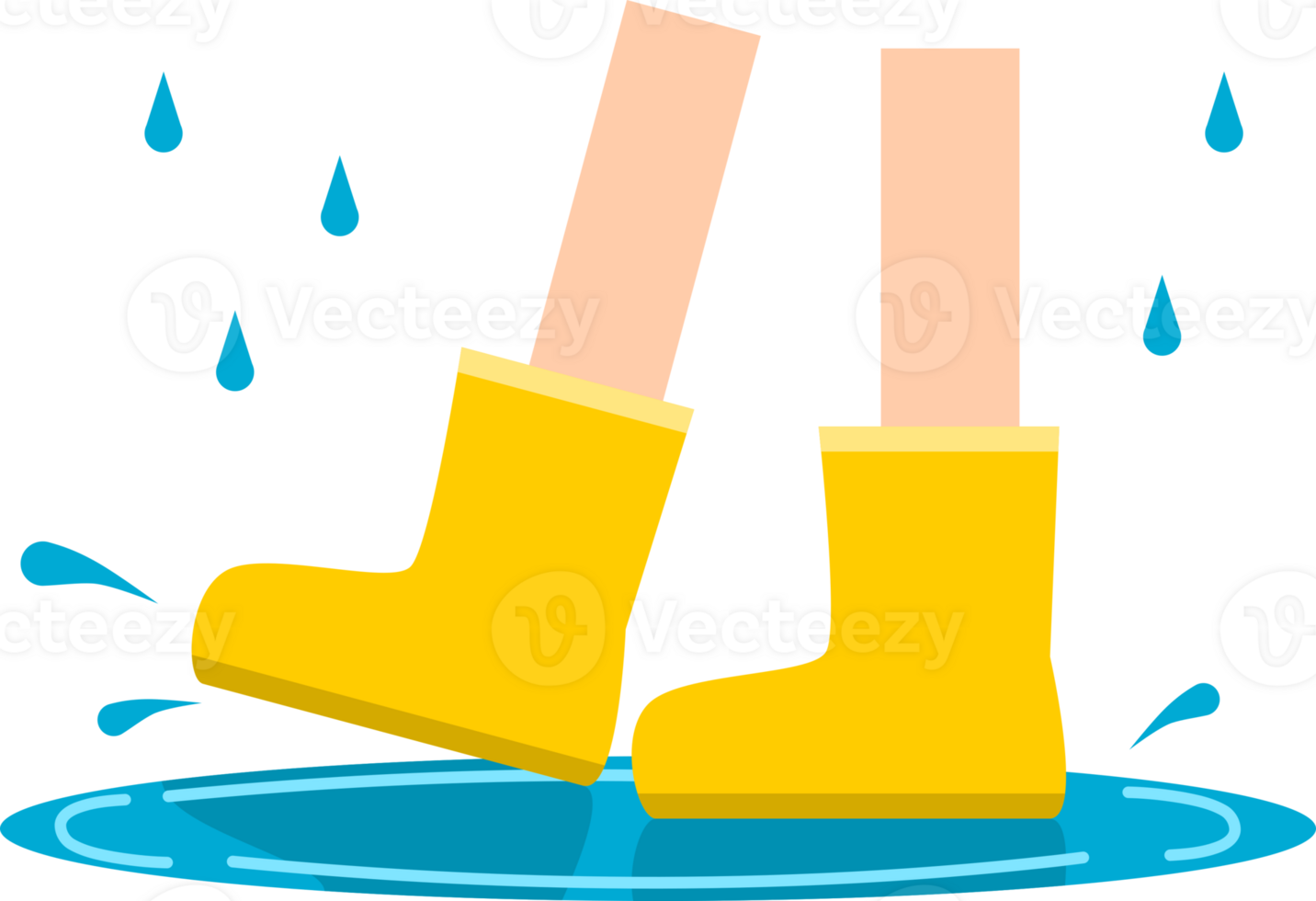 Legs kid wearing yellow boots walking in puddle water rain 27388329 PNG