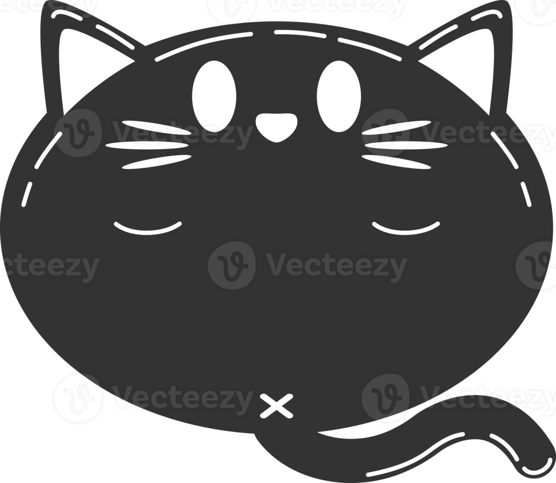 Cute black cat sitting shadow png