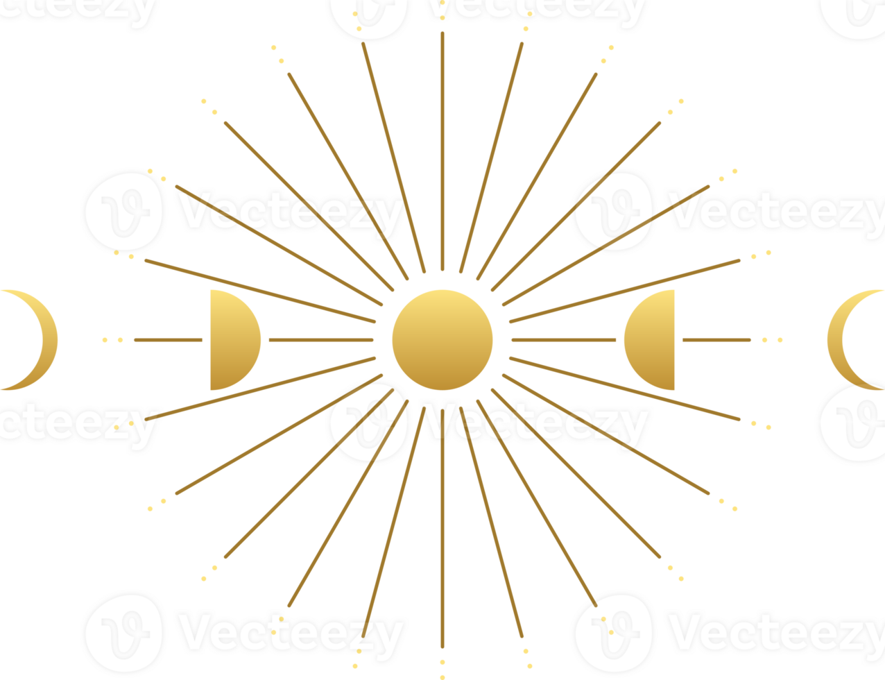 Golden mysterious moon different phases or lunar phases with moonlight png