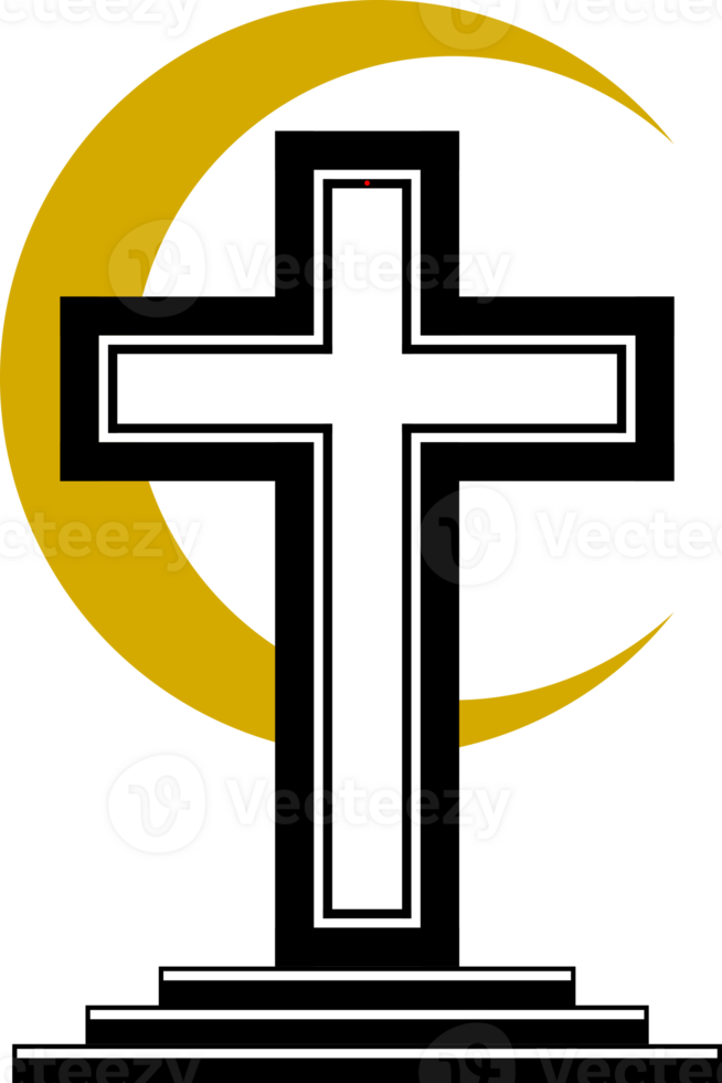 Black line grunge cross christian crucifix religion icon png