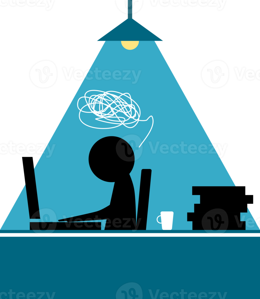 Office worker deadline busy overtime late night on working space table laptop or computer notebook png